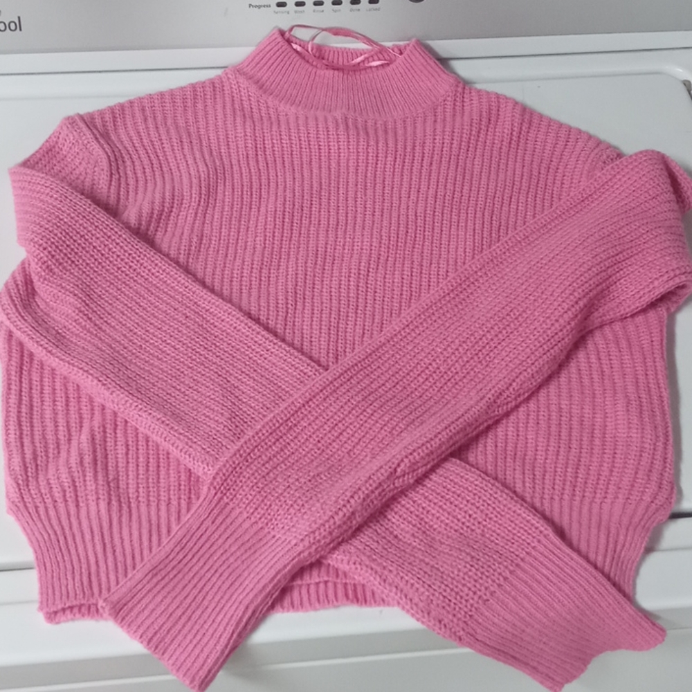 Pink Cropped Turtleneck